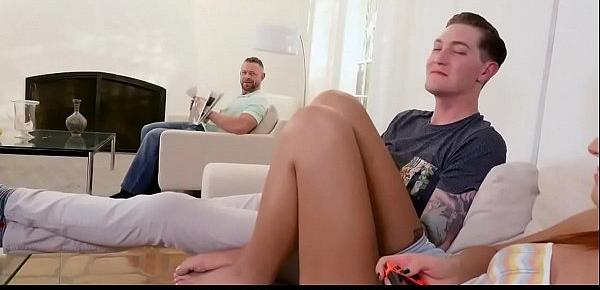 Teen and her step brother sneak fuck next to dad - Scarlett Mae